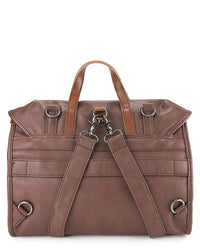 Distressed Leather Atlas Convertible Messenger Backpack - Dark Brown