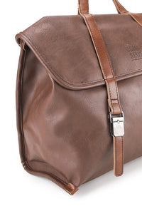 Distressed Leather Atlas Convertible Messenger Backpack - Dark Brown