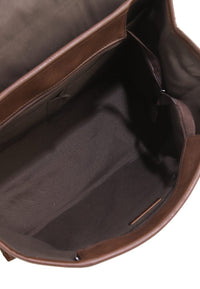 Distressed Leather Atlas Convertible Messenger Backpack - Dark Brown