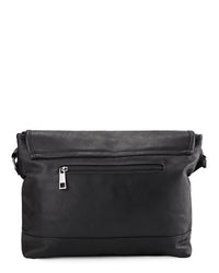 Distressed Leather Hitch Messenger Bag - Black