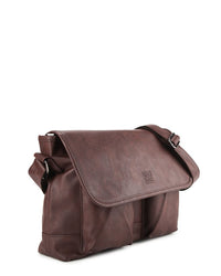 Distressed Leather Hitch Messenger Bag - Dark Brown