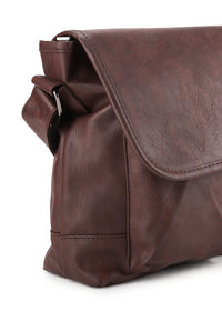 Distressed Leather Hitch Messenger Bag - Dark Brown