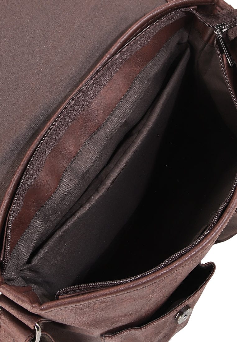 Distressed Leather Hitch Messenger Bag - Dark Brown