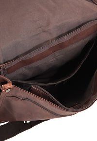 Distressed Leather Relay Messenger Bag - Dark Brown