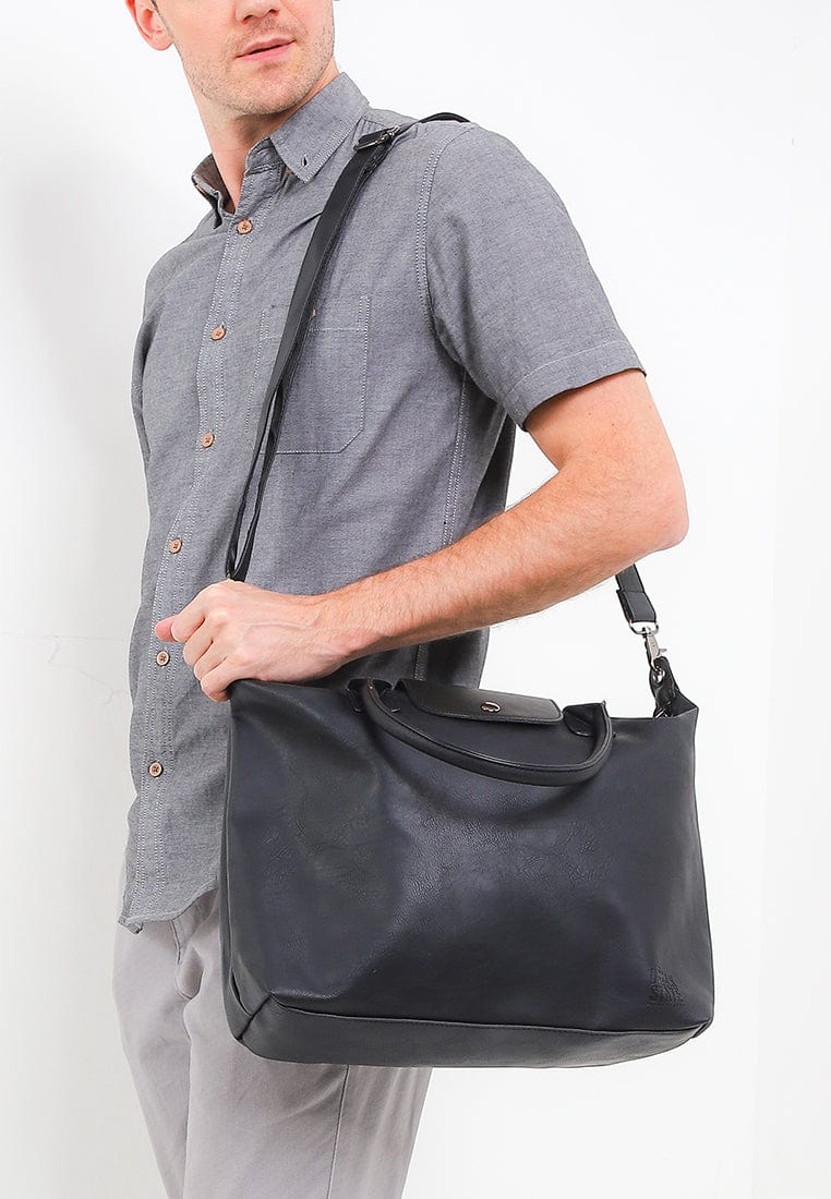 Distressed Leather Everyday Tote Bag - Black