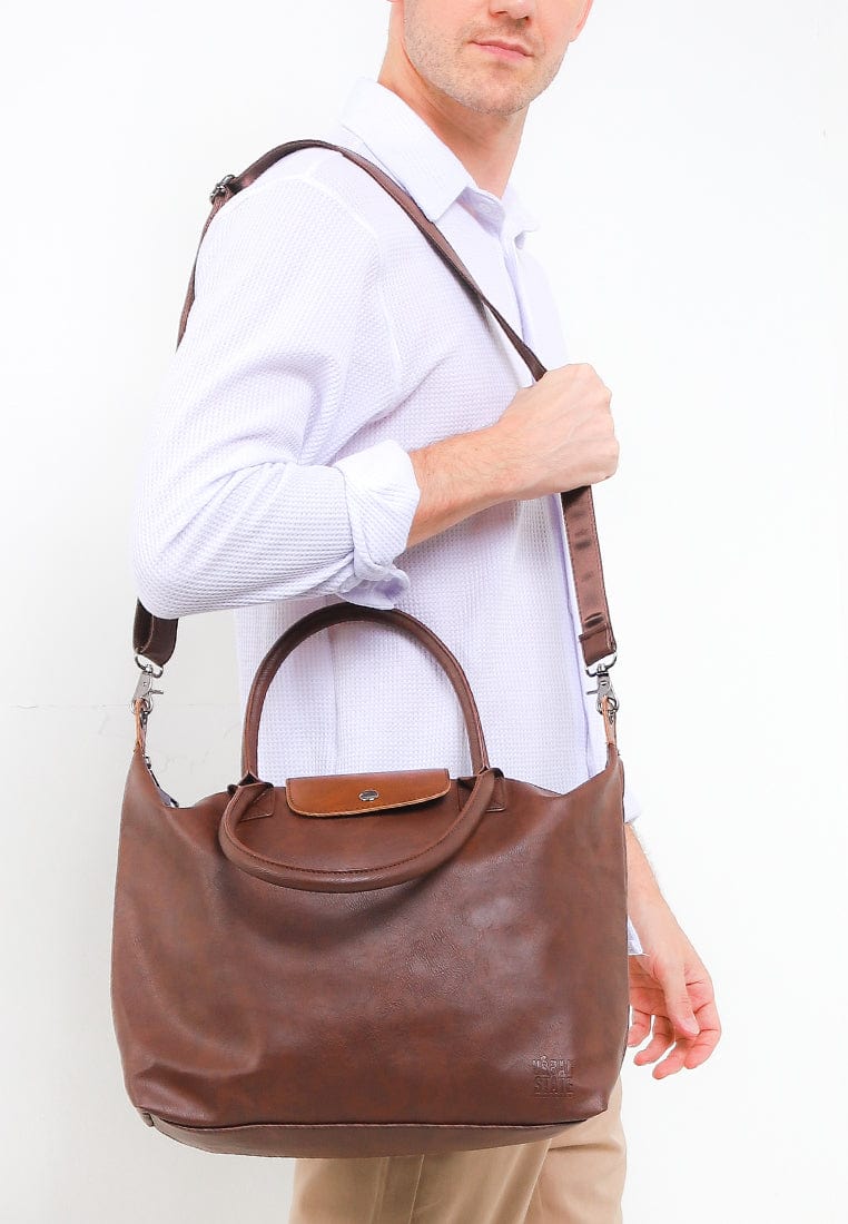 Distressed Leather Everyday Tote Bag - Dark Brown