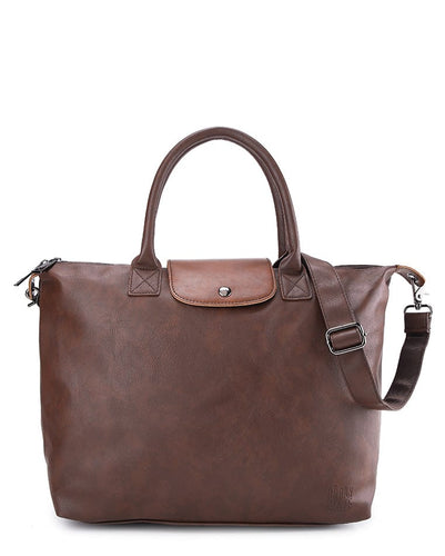 Distressed Leather Everyday Tote Bag - Dark Brown