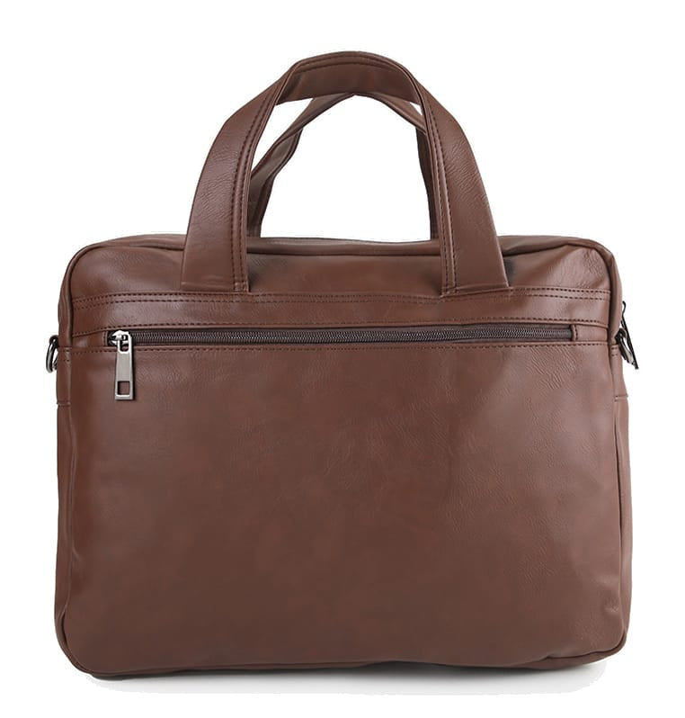 Distressed Leather Executive Brief Messenger Bag - Dark Brown