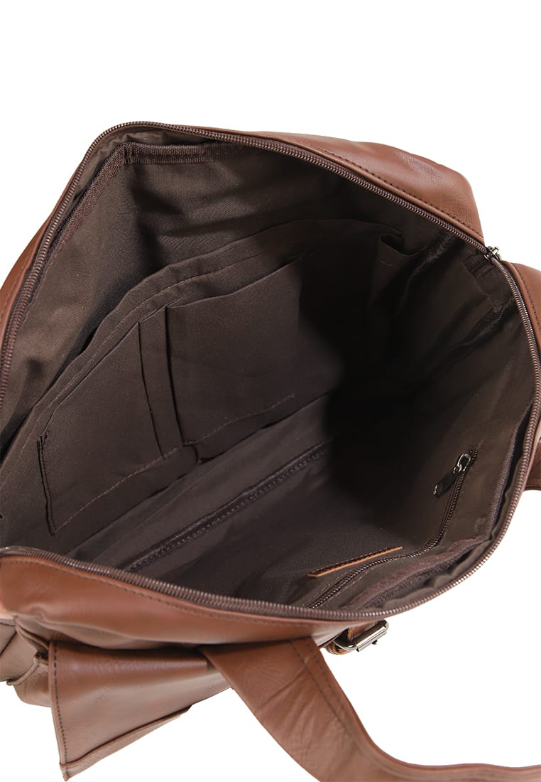 Distressed Leather Executive Brief Messenger Bag - Dark Brown