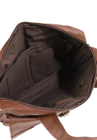Distressed Leather Executive Brief Messenger Bag - Dark Brown