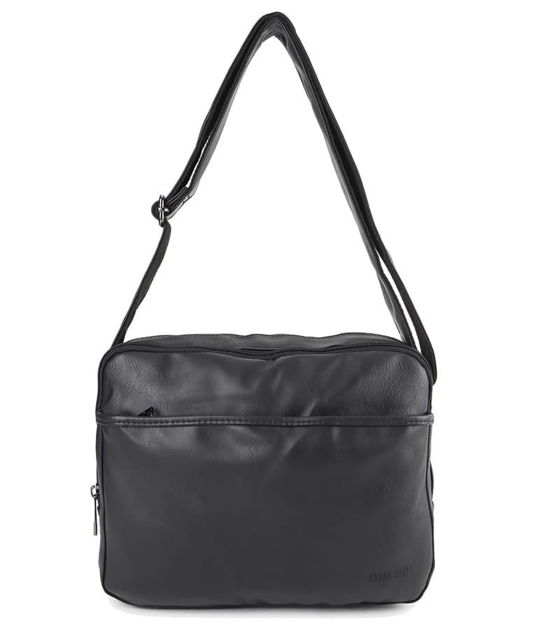 Distressed Leather Everyday Tablet Crossbody Bag - Black