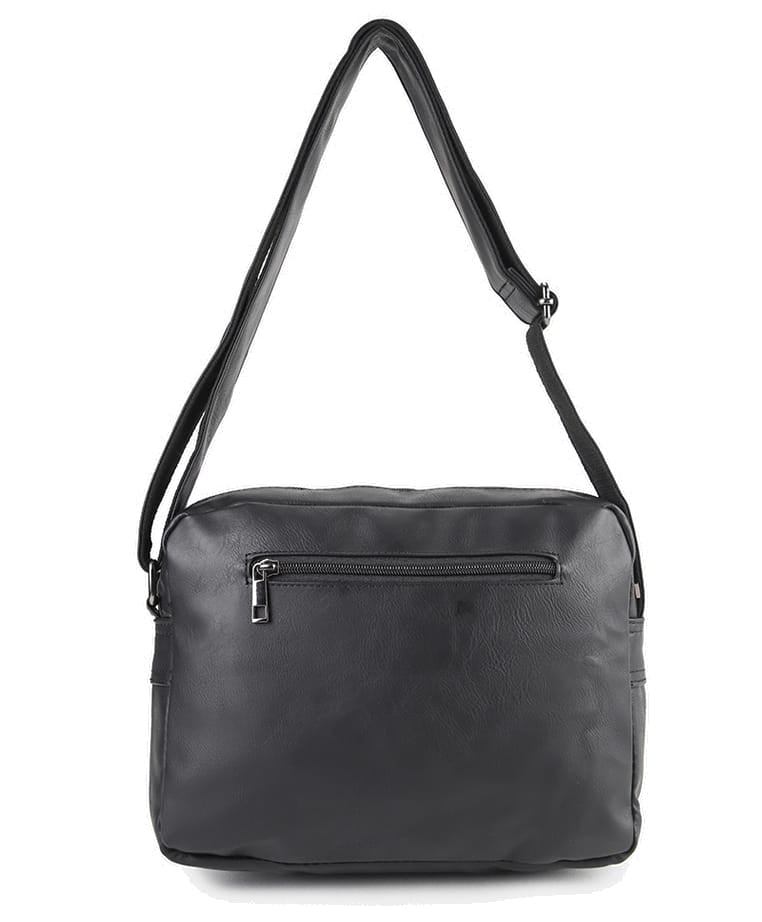 Distressed Leather Everyday Tablet Crossbody Bag - Black