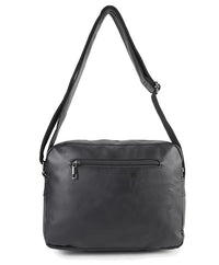 Distressed Leather Everyday Tablet Crossbody Bag - Black