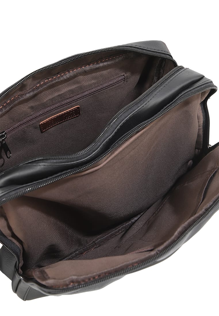 Distressed Leather Everyday Tablet Crossbody Bag - Black