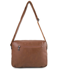 Distressed Leather Everyday Tablet Crossbody Bag - Camel