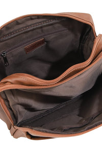 Distressed Leather Everyday Tablet Crossbody Bag - Camel