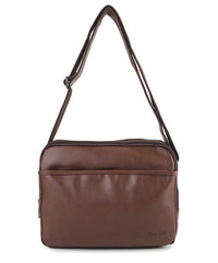 Distressed Leather Everyday Tablet Crossbody Bag - Dark Brown