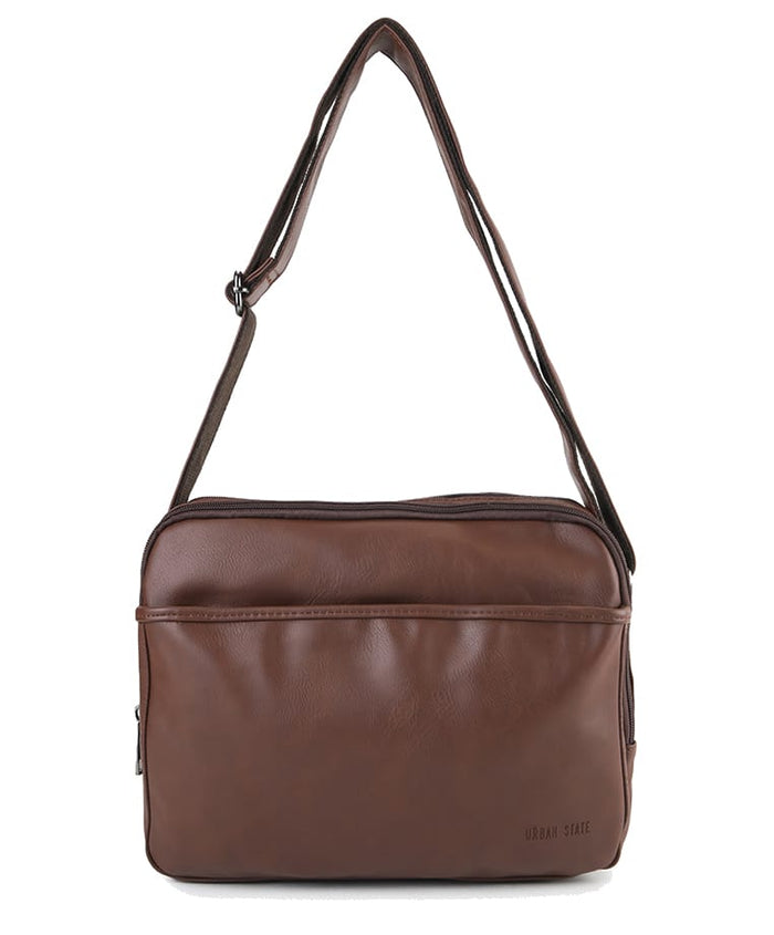 Distressed Leather Everyday Tablet Crossbody Bag - Dark Brown
