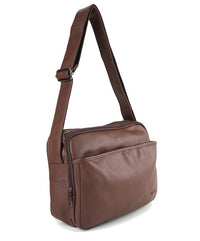 Distressed Leather Everyday Tablet Crossbody Bag - Dark Brown
