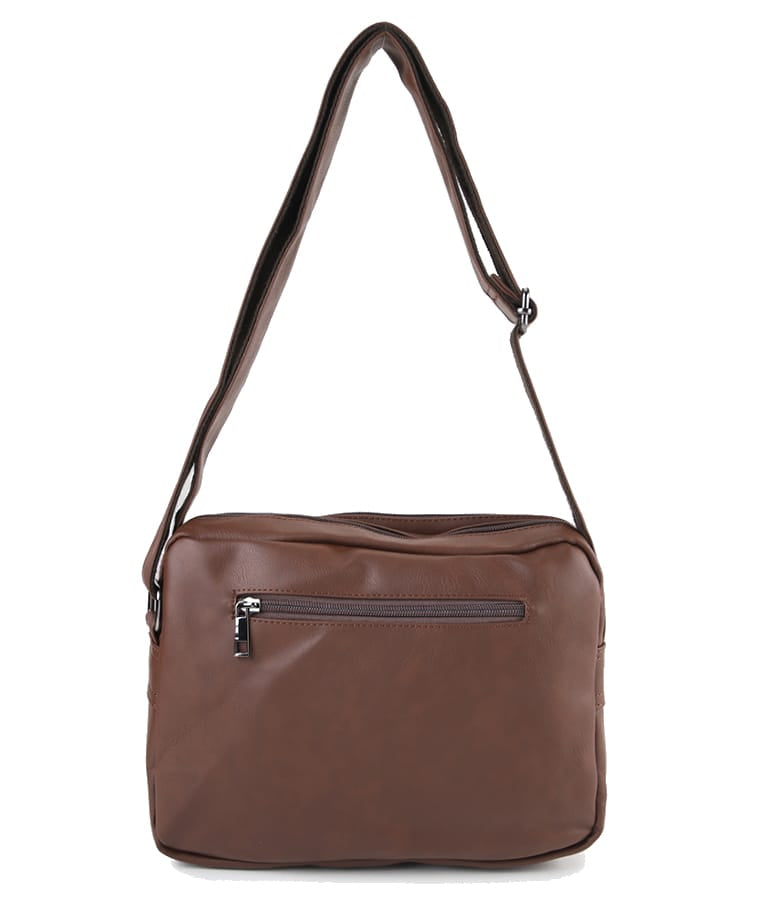 Distressed Leather Everyday Tablet Crossbody Bag - Dark Brown