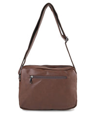 Distressed Leather Everyday Tablet Crossbody Bag - Dark Brown