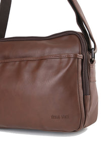 Distressed Leather Everyday Tablet Crossbody Bag - Dark Brown