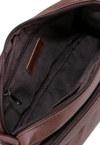 Distressed Leather Flight Crossbody Pouch - Dark Brown