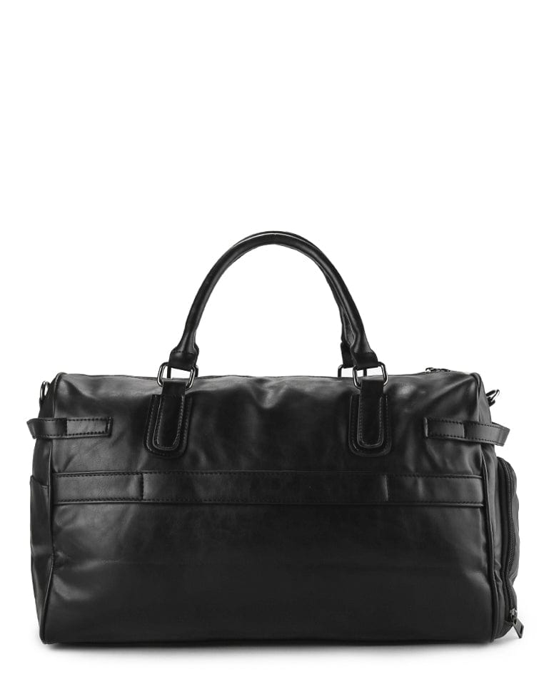 Distressed Leather Expedition Duffel Bag - Black