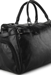 Distressed Leather Expedition Duffel Bag - Black