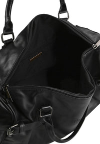 Distressed Leather Expedition Duffel Bag - Black