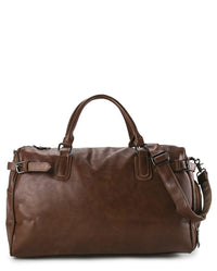 Distressed Leather Expedition Duffel Bag - Camel