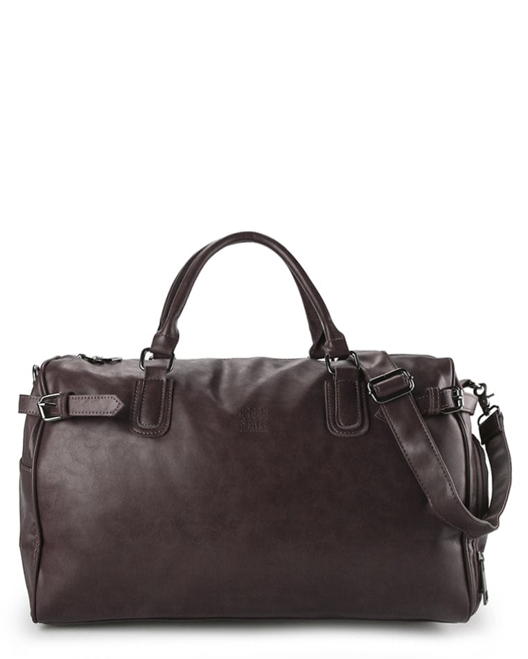 Distressed Leather Expedition Duffel Bag - Dark Brown