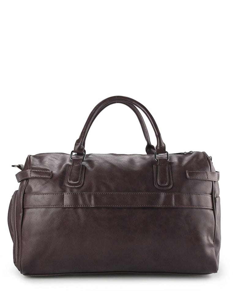 Distressed Leather Expedition Duffel Bag - Dark Brown