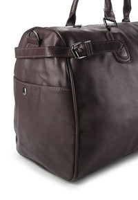 Distressed Leather Expedition Duffel Bag - Dark Brown