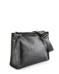 Distressed Leather Concept Crossbody Bag - Black