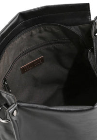 Distressed Leather Concept Crossbody Bag - Black