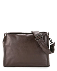 Distressed Leather Concept Crossbody Bag - Dark Brown