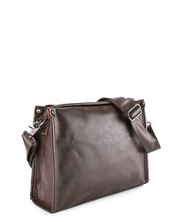 Distressed Leather Concept Crossbody Bag - Dark Brown