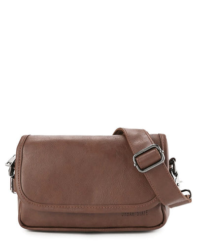 Distressed Leather Rogue Crossbody Bag - Camel