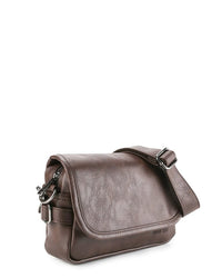 Distressed Leather Rogue Crossbody Bag - Dark Brown