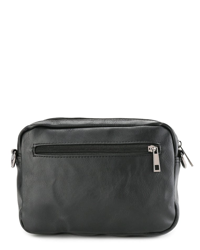 Distressed Leather Charter Crossbody Bag - Black