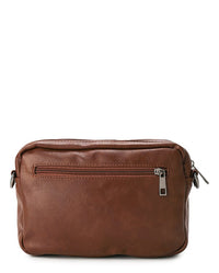 Distressed Leather Charter Crossbody Bag - Camel