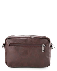 Distressed Leather Charter Crossbody Bag - Dark Brown