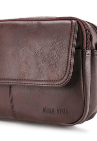 Distressed Leather Charter Crossbody Bag - Dark Brown