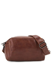 Distressed Leather Hunter Crossbody Pouch - Camel