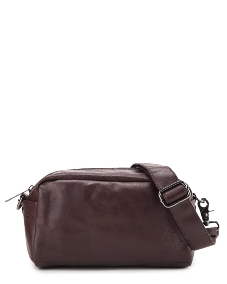 Distressed Leather Hunter Crossbody Pouch - Dark Brown