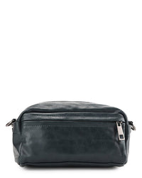 Distressed Leather Hunter Crossbody Pouch - Green