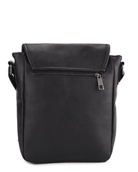 Distressed Leather Hunter Crossbody Bag - Black