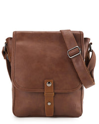 Distressed Leather Hunter Crossbody Bag - Camel