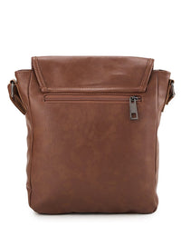 Distressed Leather Hunter Crossbody Bag - Camel